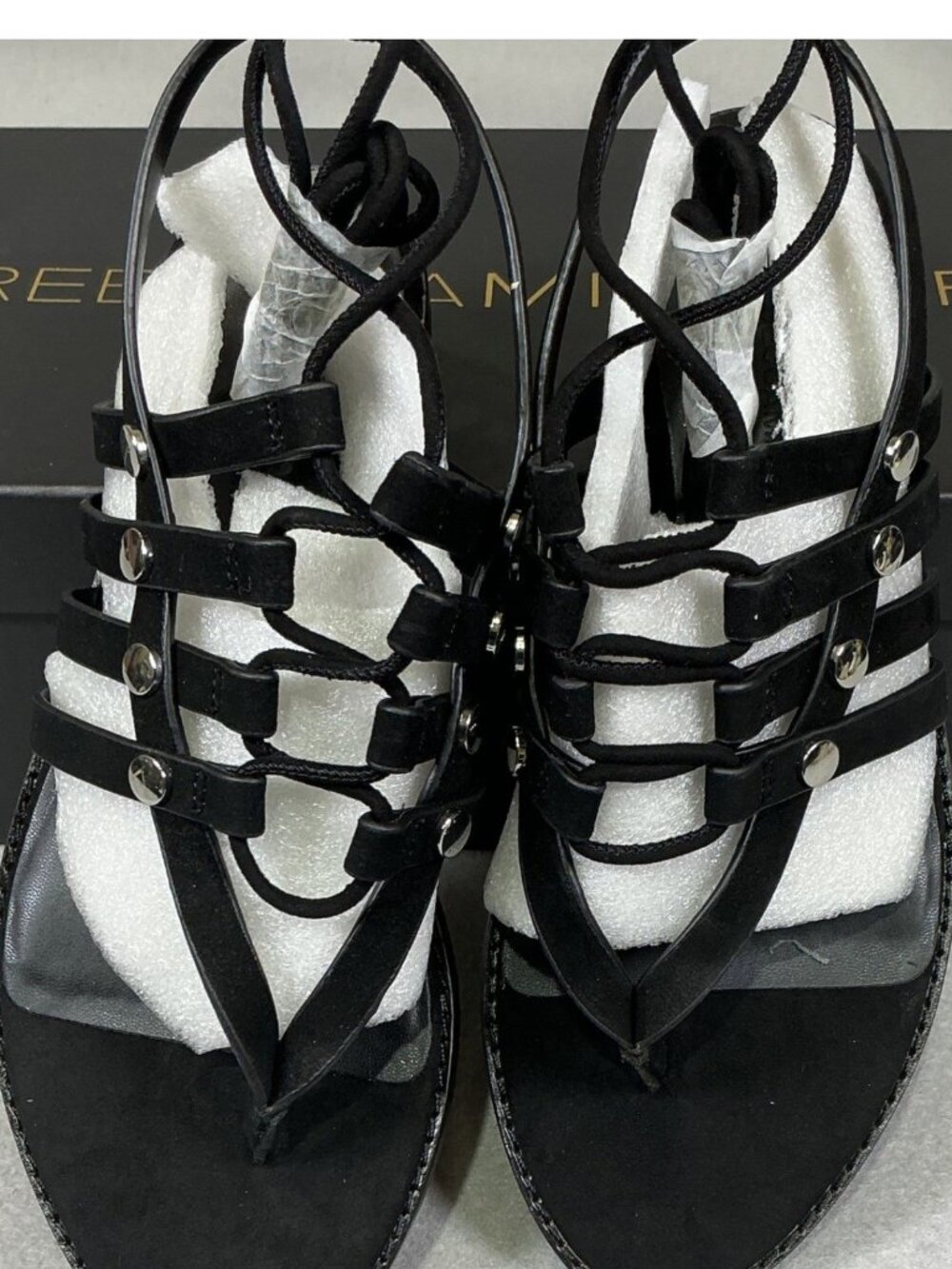 Rebecca Minkoff Evonne Gladiator Sandals Women 8M Black Suede NEW